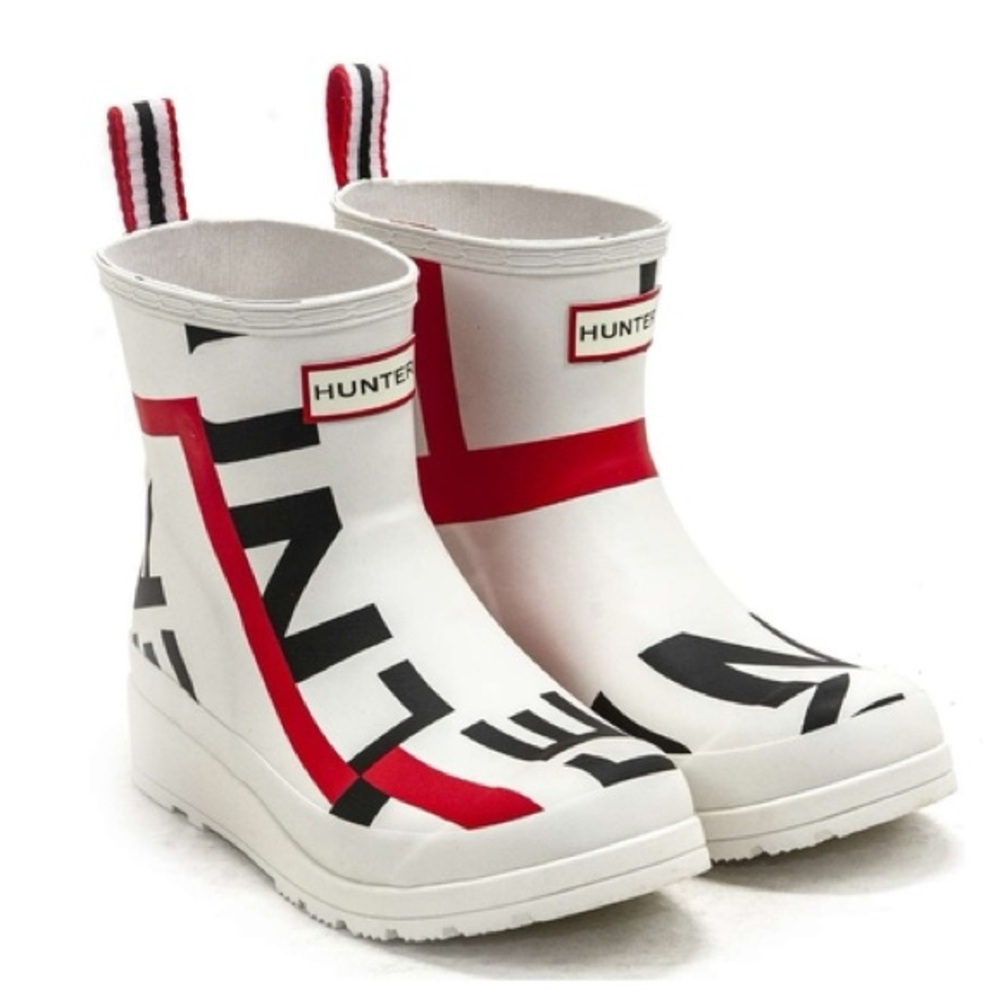 Hunter Original Play Exploded Wellington Short White Rubber Rain Boots EUC Sz 8